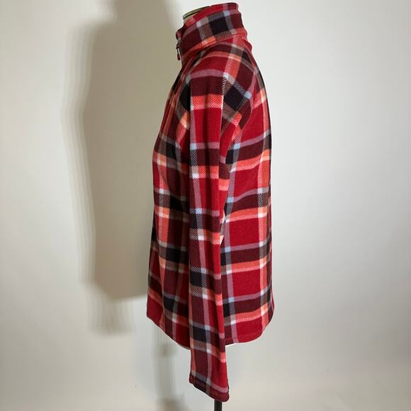 Eddie Bauer Red Plaid Half Zip Sweater Fleece Pullover Womens Size Small Winter - Picture 5 of 9